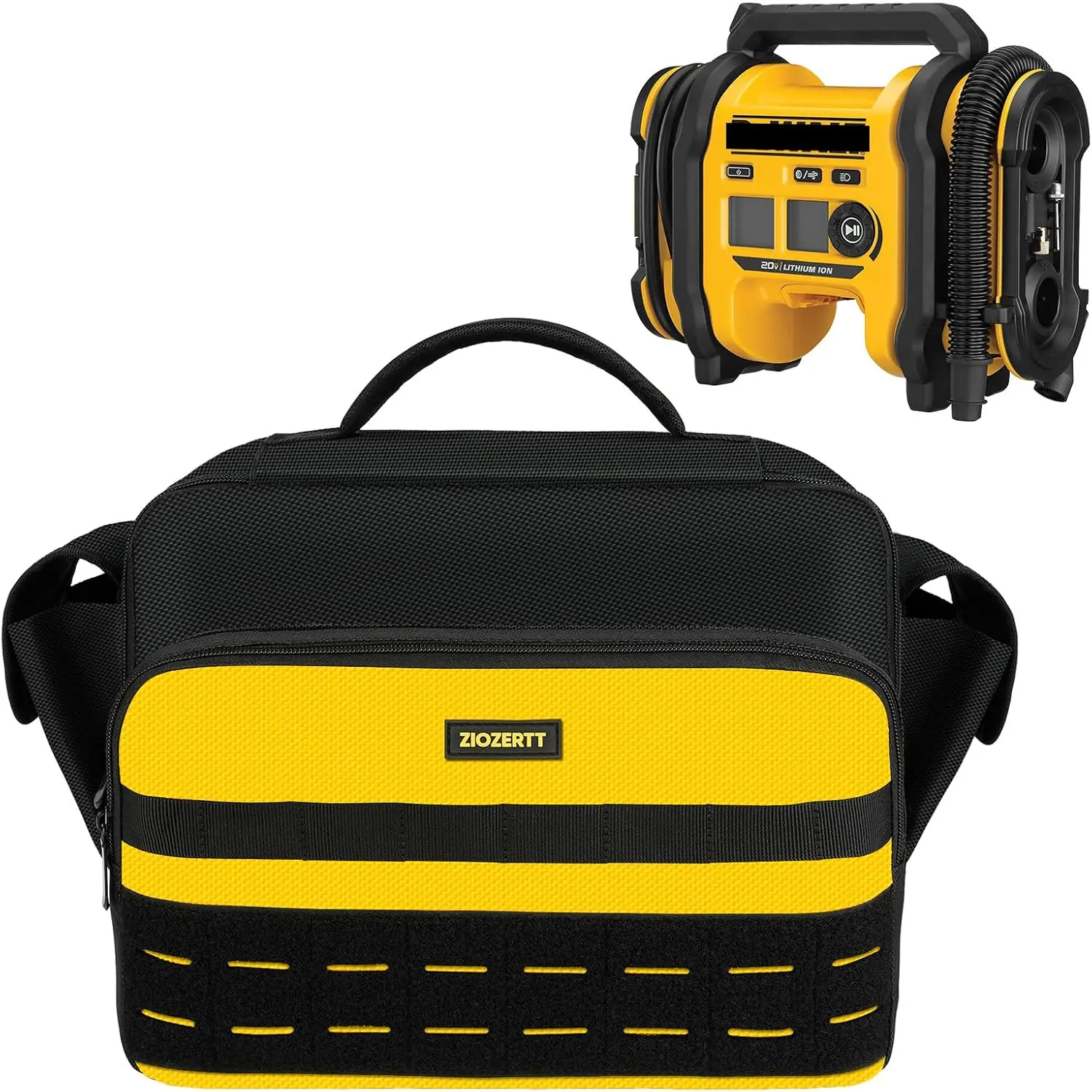 ZIOZERTT Air Compressor Bag Compatible with DEWALT 20V Max Tire Inflator (DCC020IB), Portable Inflator Case Compatible with DEWALT Cordless Tools and Battery Pack,Black (Bag Only)