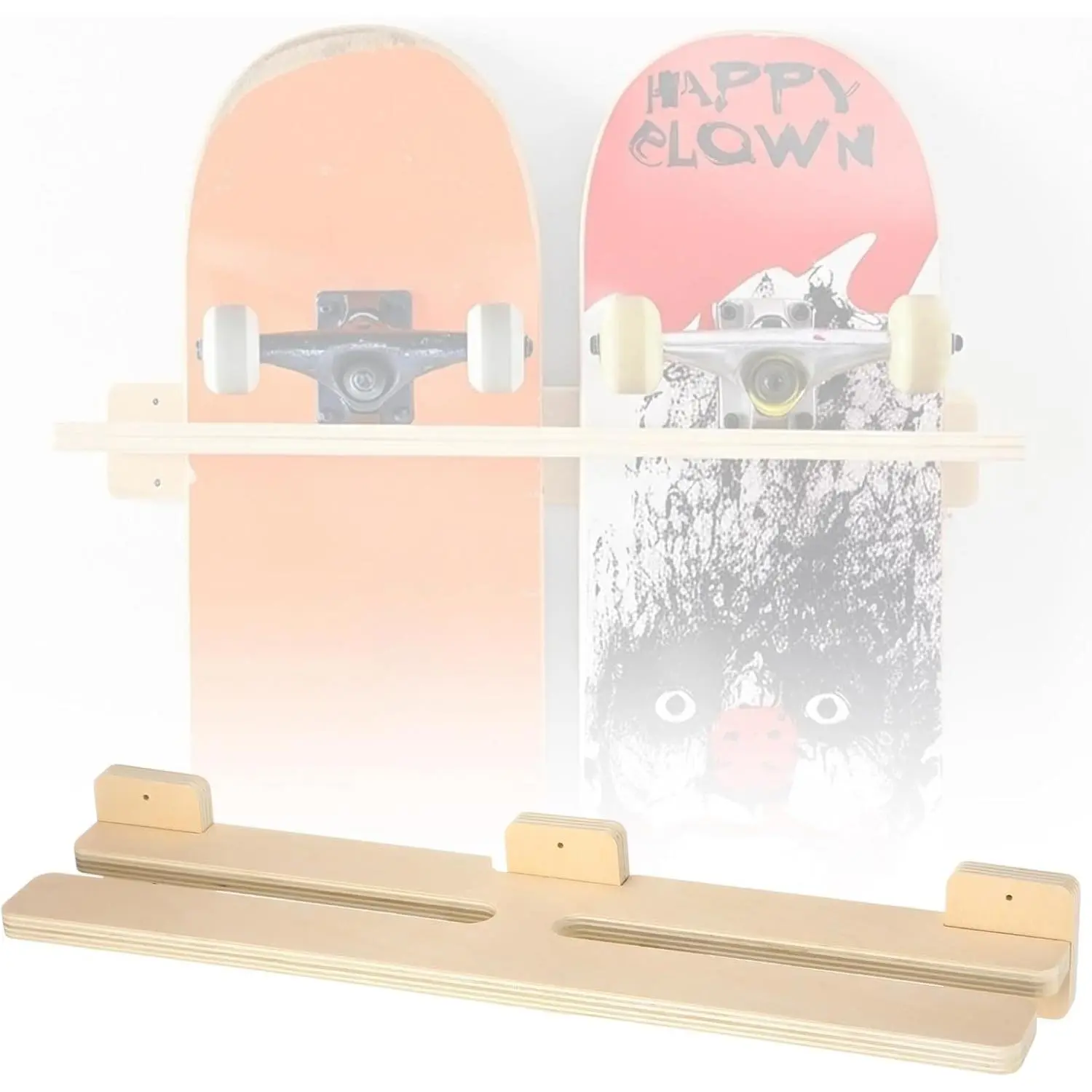 Skateboard Wall Mount Holder Holds Double Skateboard Wall Hanger Rack Wooden Storage Display Tool for Longboard Snowboard Deck Home Garage