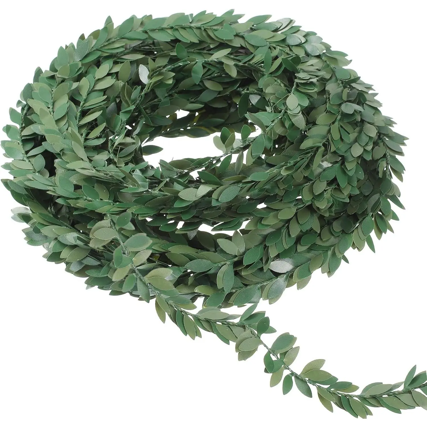 24.6 FT Green Vines Garland, Mini Leaf Garland Artificial Green Vines  Vine Leaf   Ribbon Wreath Accessory for Party Wedding DIY