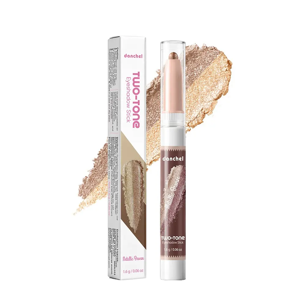 danchel Gradient Dual-Tone Eyeshadow Stick, Highly Pigmented Cream, Delicate Shimmer Finish, Waterproof & Sweatproof, Long-Lasting Smudge-Proof Wear, No Creasing No Caking, 6 Shades Available