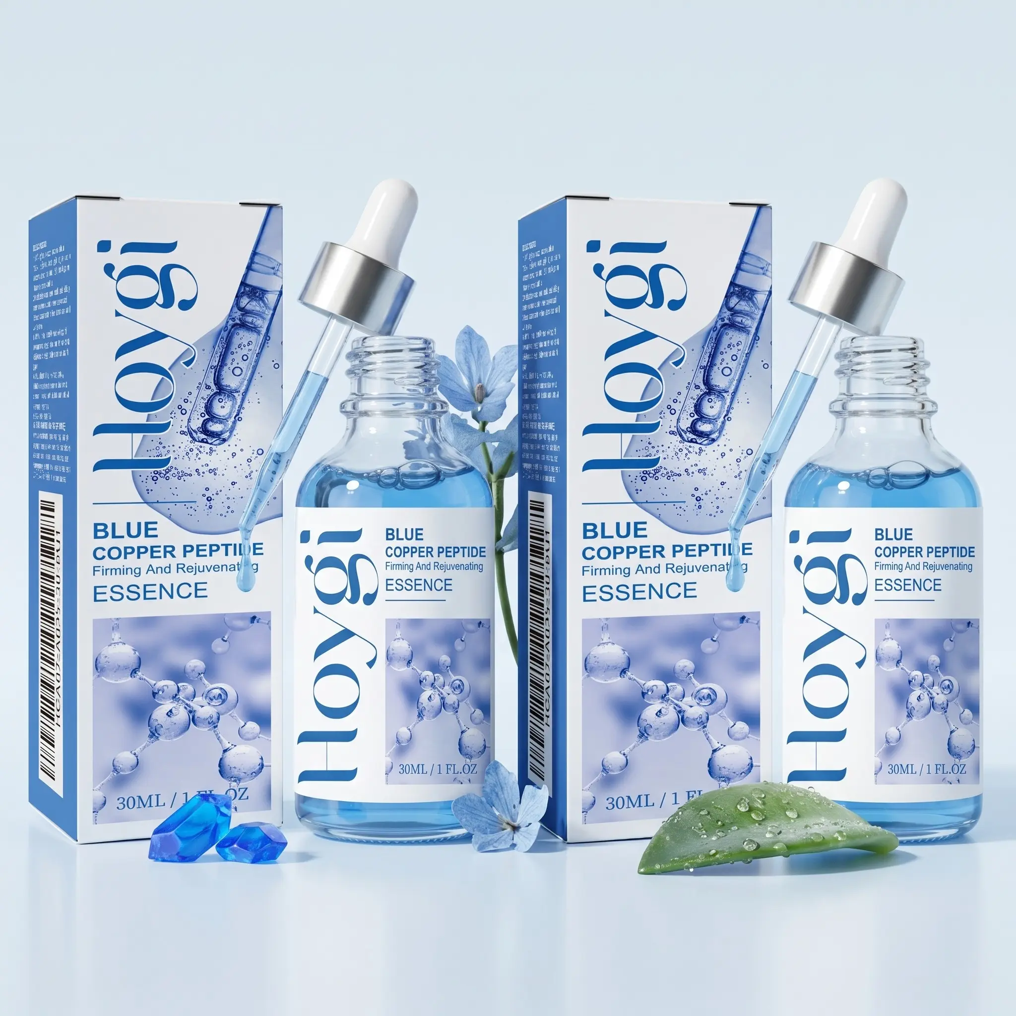 Blue Copper Peptide Firming Essence Set (30ML*2), Moisturizing and Hydrating, Gentle Tightening and Lifting, Reduces Fine Lines, Brightens Skin Tone
