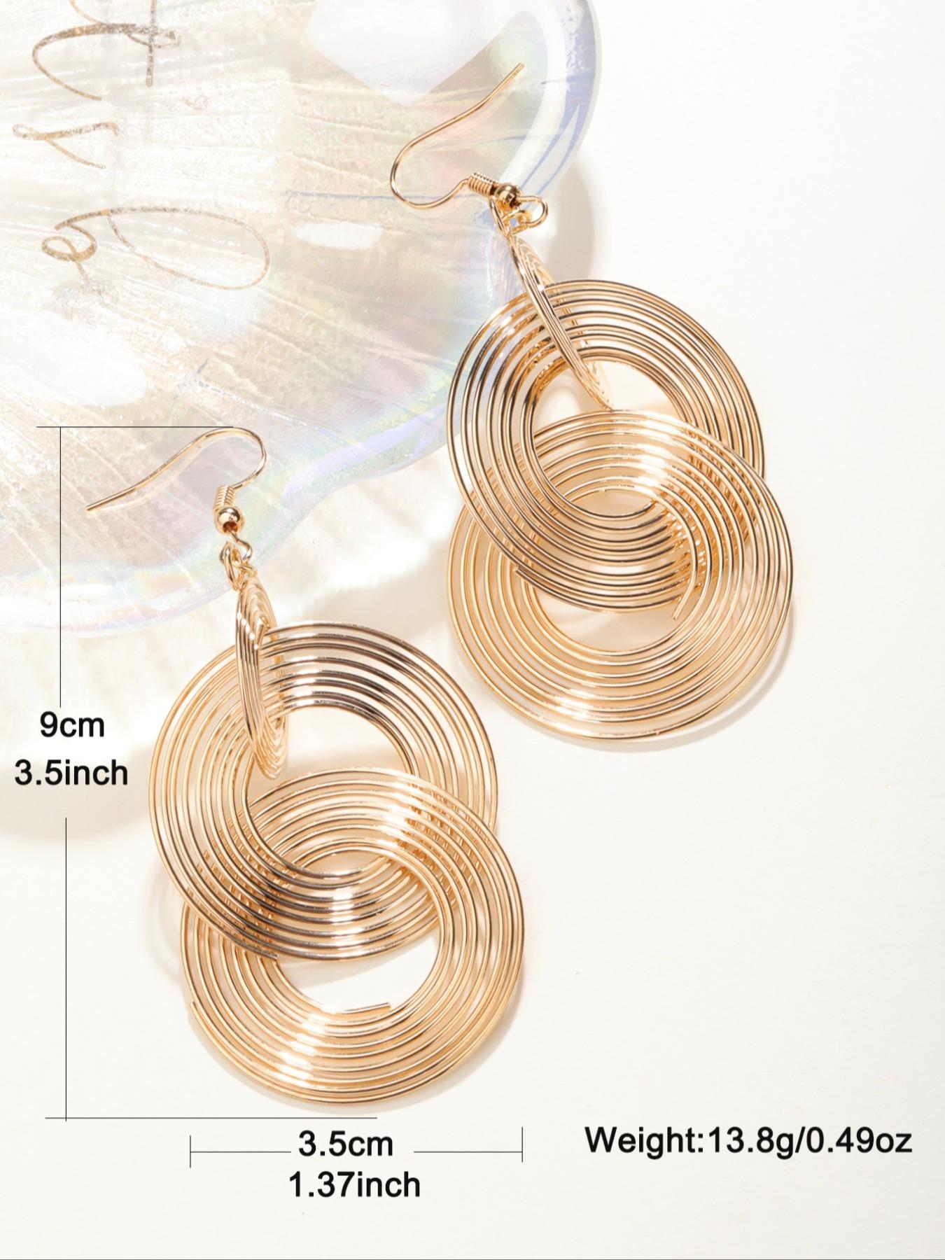 1 Pair Women's Elegant Fashion Dangle Earrings, Multi-layer Round Shaped Hoop Design Dangle Earrings, Casual Trendy Jewelry for Daily & Party