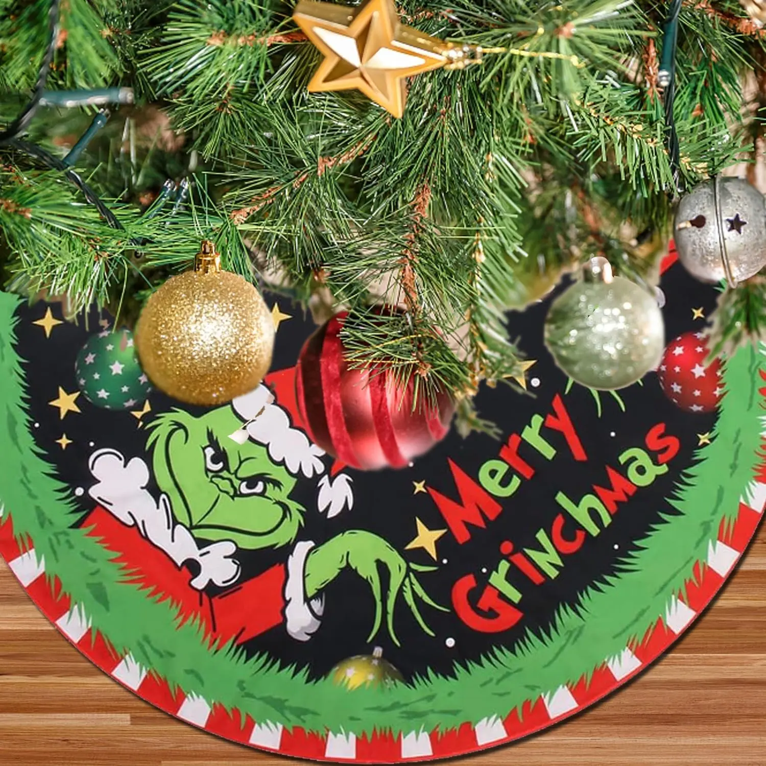 2D Flat Christmas Tree Skirt Collar, Soft and Fun, Farmhouse Style Holiday Decor, Christmas Party Decoration, No Power Required