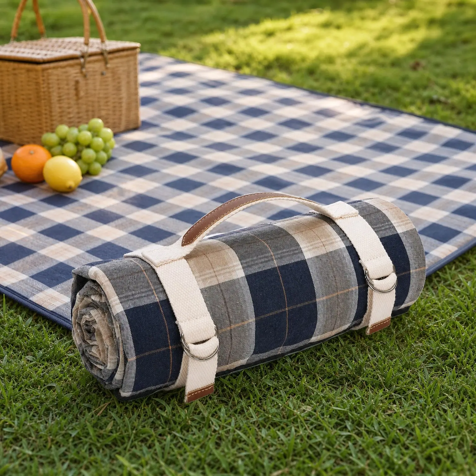 Large Waterproof Outdoor Picnic Blanket 80"x60" Slate Blue - Sand Free Beach Mat, Foldable Portable with Carry Strap, Machine Washable for Grass, Park, Camping, Hiking, Travel, ConcertGift