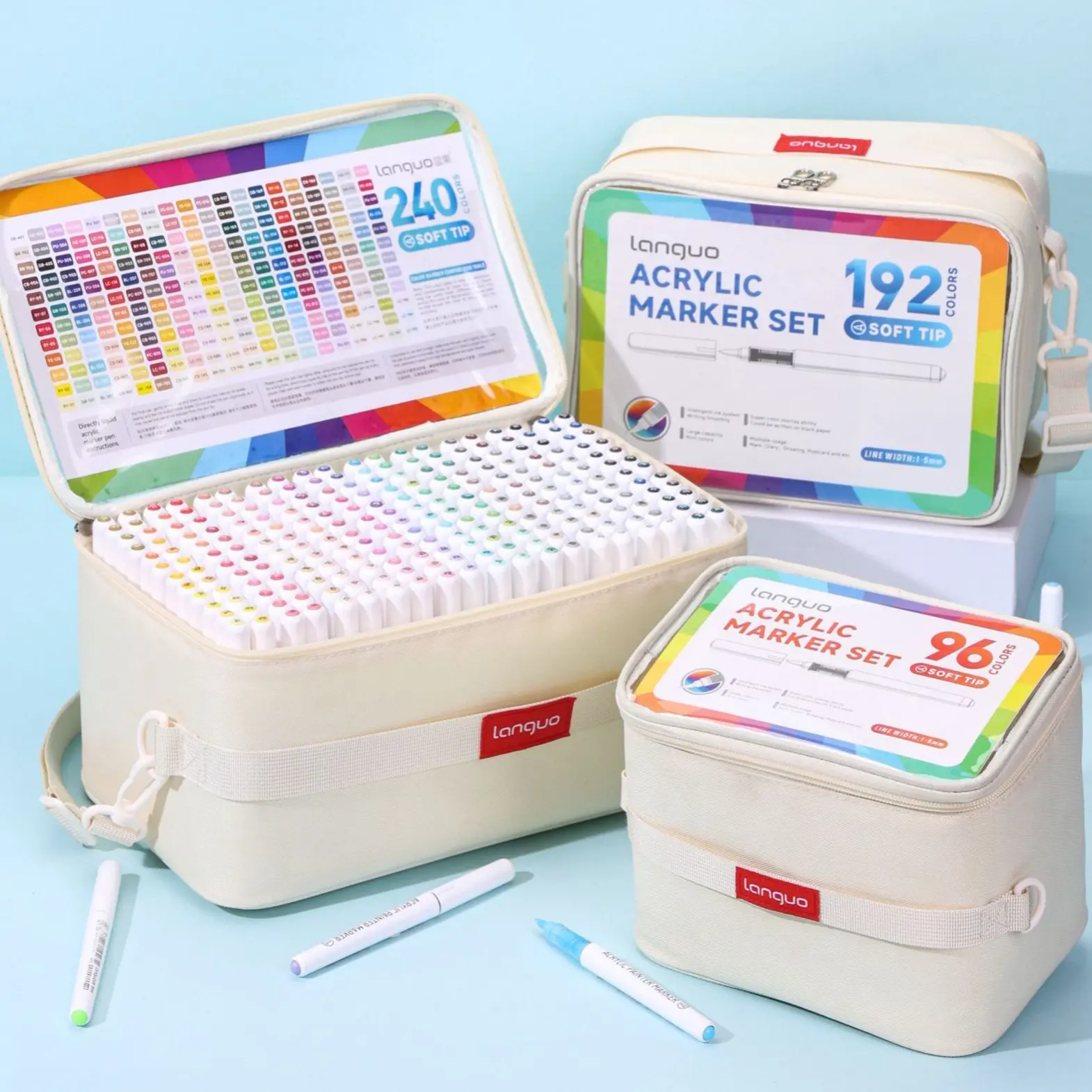 96-288 Colors Soft Tip Acrylic Markers Set, Erasable Art Pens, Mirror Decor, Ceramic Acrylic Writing, Non-Penetrating Paint Brushes