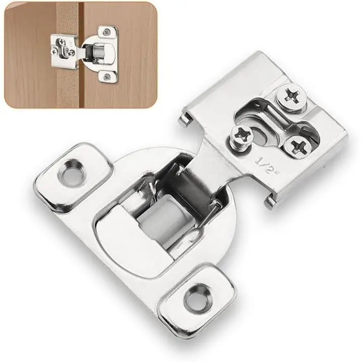 1 Pair -2 Pcs 1/2 Inch Overlay Cabinet Hinges, Stainless Steel Soft Close  Frame Hinges for Kitchen, Concealed Self-Closing Door Hinges