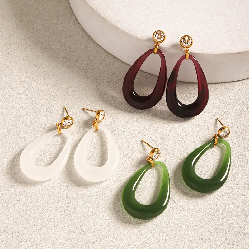 Modern Resin Stud Earrings for Women, Sculptural Organic Pendant Earrings, Quiet Luxury Designer Inspired Jewelry, Lightweight Glossy Statement Earrings for Office, Vacation, Wedding Guest & Everyday Style