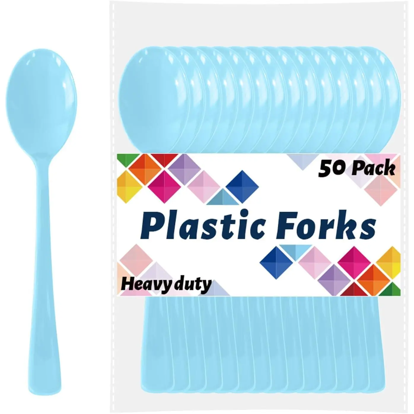 Black Plastic Spoons Disposable, 50 Count - 6.8 Inch Heavy Duty Disposable Cutlery Utensils  Solid for Party, Picnic, Catering, Daily Use &  (Black)