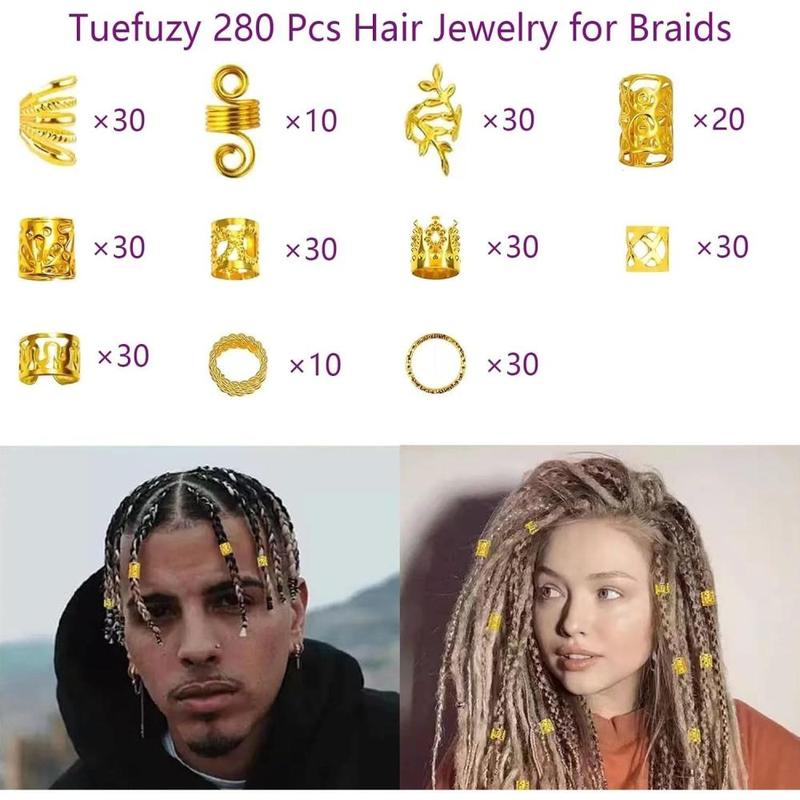 Exquisite Hair Jewelry Set – Multi-Style Dreadlock & Braiding Accessories, High-Quality Metal Construction, Flexible and Adjustable Beads, Ideal for Party Hairstyling and Holiday Gifting Secure Hold Duckbill Clips French Twist Side Comb Large Frosted Oval