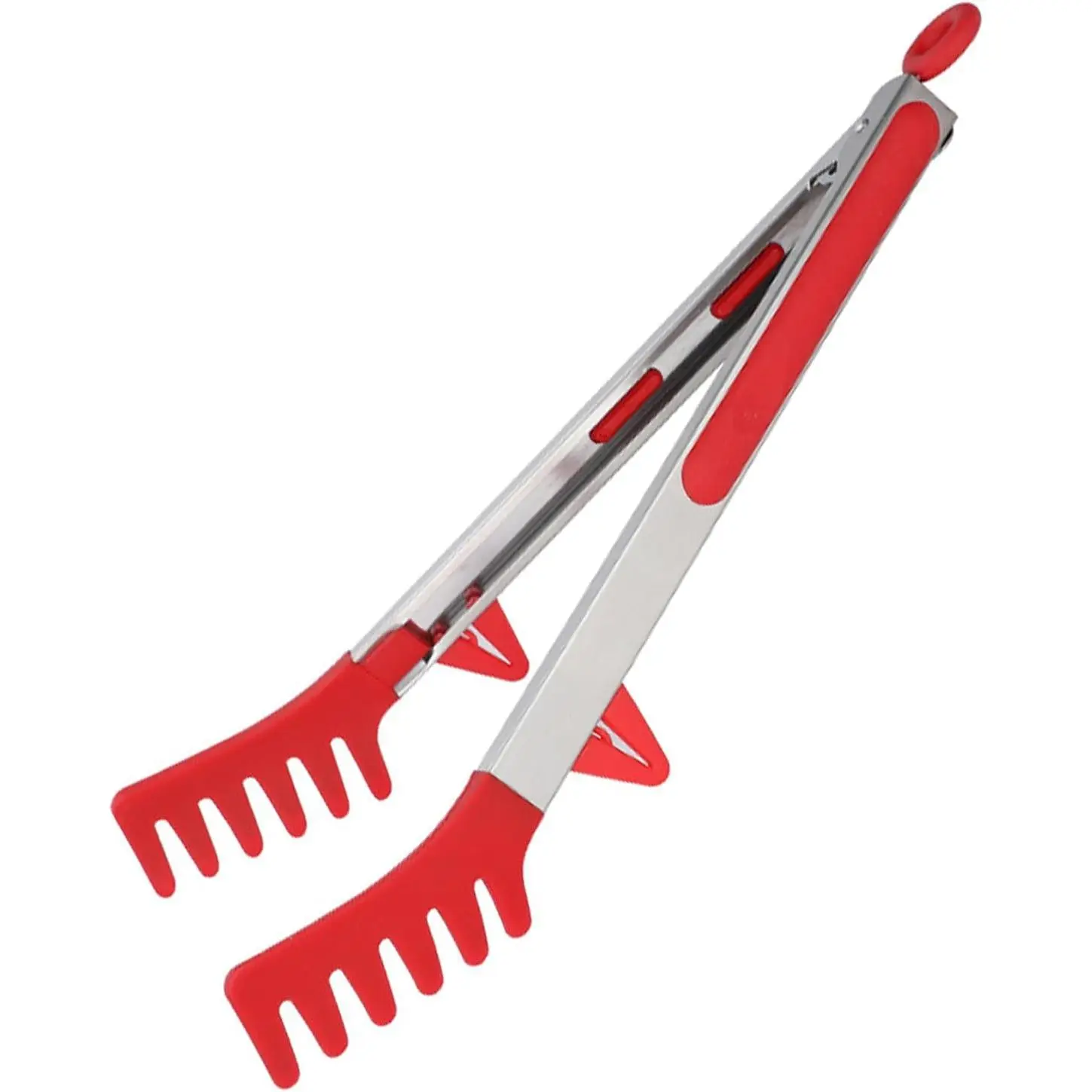 Upgraded  Spaghetti Spoon & Pasta Tong,Non-stick Sturdy Pasta Fork with ,Stainless Steel Handle Spaghetti Tong,  Clip for Spaghetti Noodles,Server Spoon for Cooking and Serving(Red)