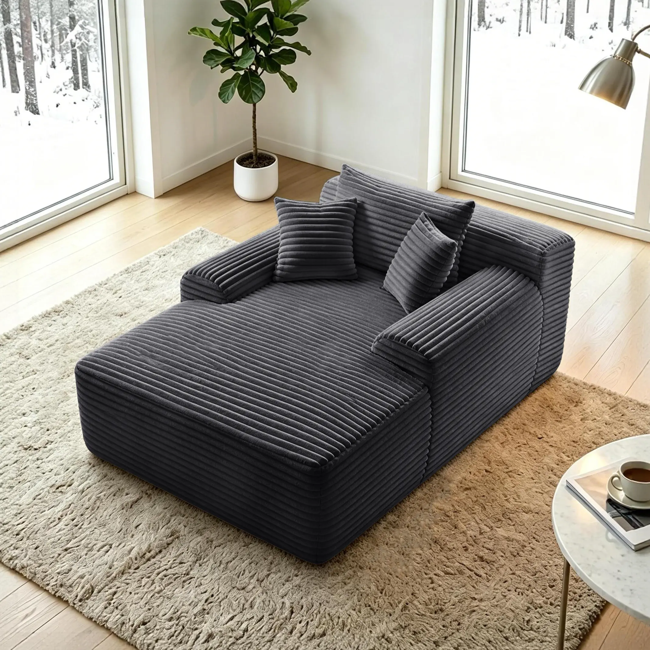ARCH Convertible Chaise Lounge Chair Plush Boneless Sleeper Sofa Bed Armchair with Wide Armrest Throw Pillows Cup Holder No Assembly Required Grey Fabric Living Room Bedroom, Grey Color Options, Fabric Material, 1 Seat Seat Count, Product Dimensions: