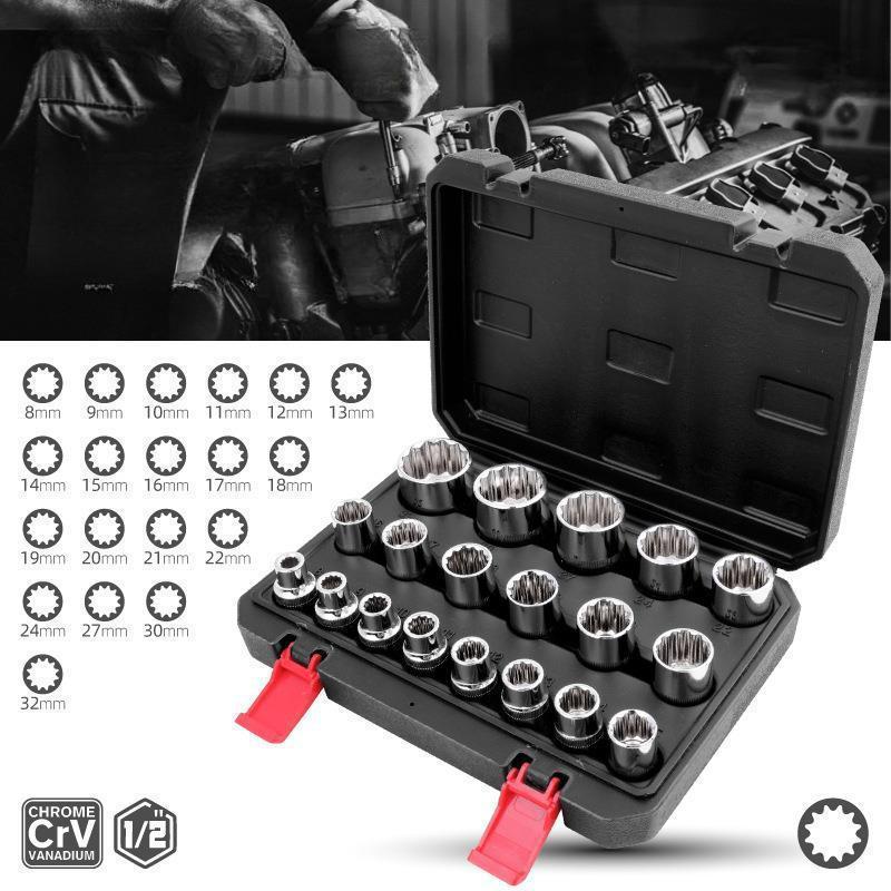 1/2 Impact Socket Set, Multi-purpose 12-point Socket Set, Anti-slip & Anti-wear Socket Set, Professional Hand Tool for Car Repair, Impact Sockets Set