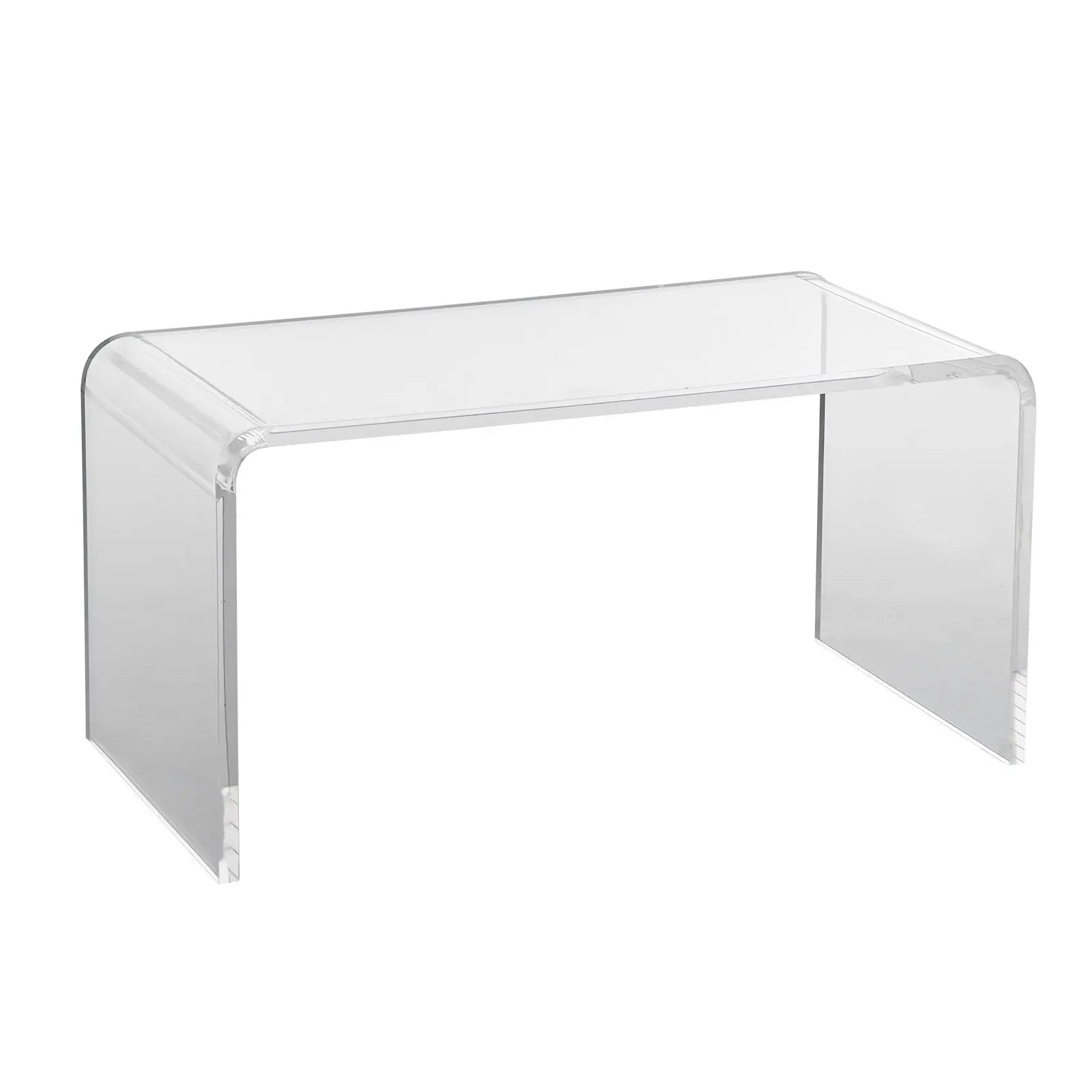 Acrylic Coffee Table, C-Shaped Clear Acrylic End Table, 16.3-Inch High Transparent Side Table For Coffee, Drinks, Food, Snacks, And Living Room Use, Ideal For Courtyard, Terrace, And Small Spaces