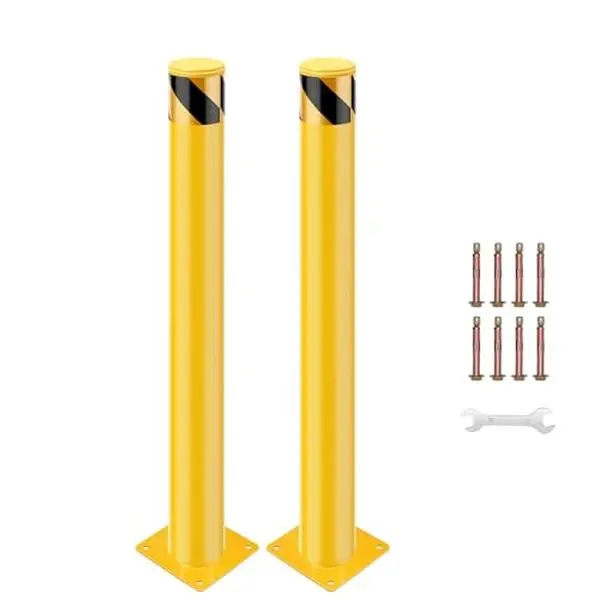 GARVEESafety Bollard Post, 30" x 4.5" Removable Steel Bollard, Bolt Down Parking Bollards, Durable Yellow Protective Post for Parking and Safety