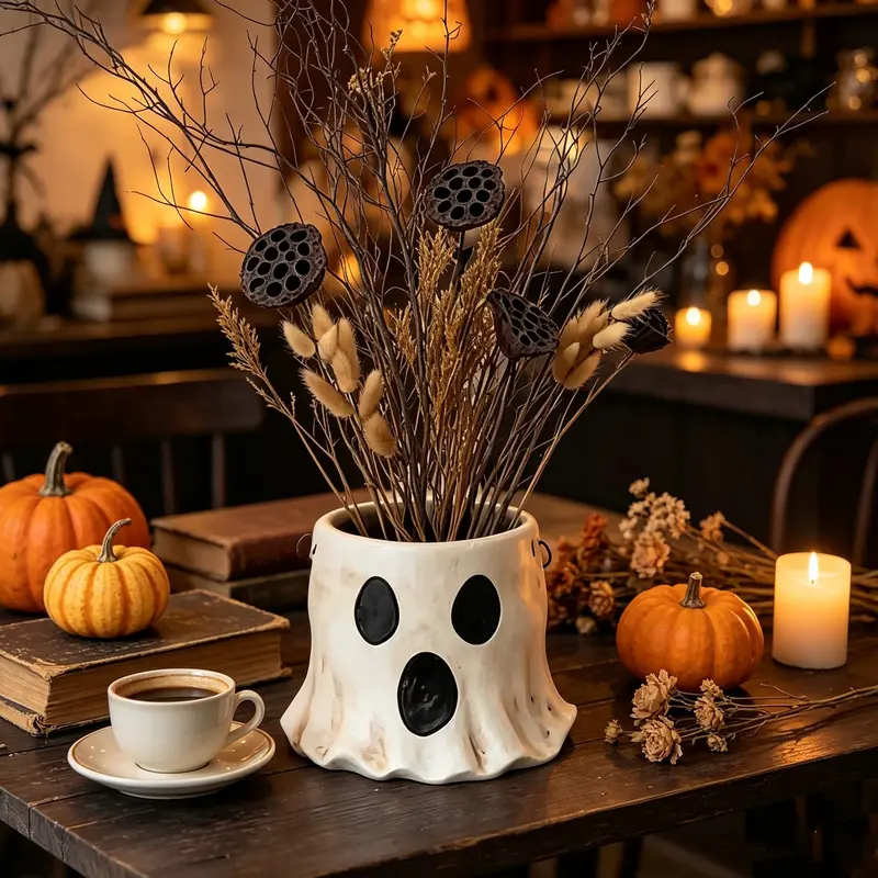 Halloween Ghost Planter Candy Bucket, Resin Flower Pot, Indoor Outdoor Flowerpots, Garden Planters, Plant Pots Indoor, Indoor & Outdoor Decor, Party Decoration, Atmosphere Creator, Home Gathering Gift Idea