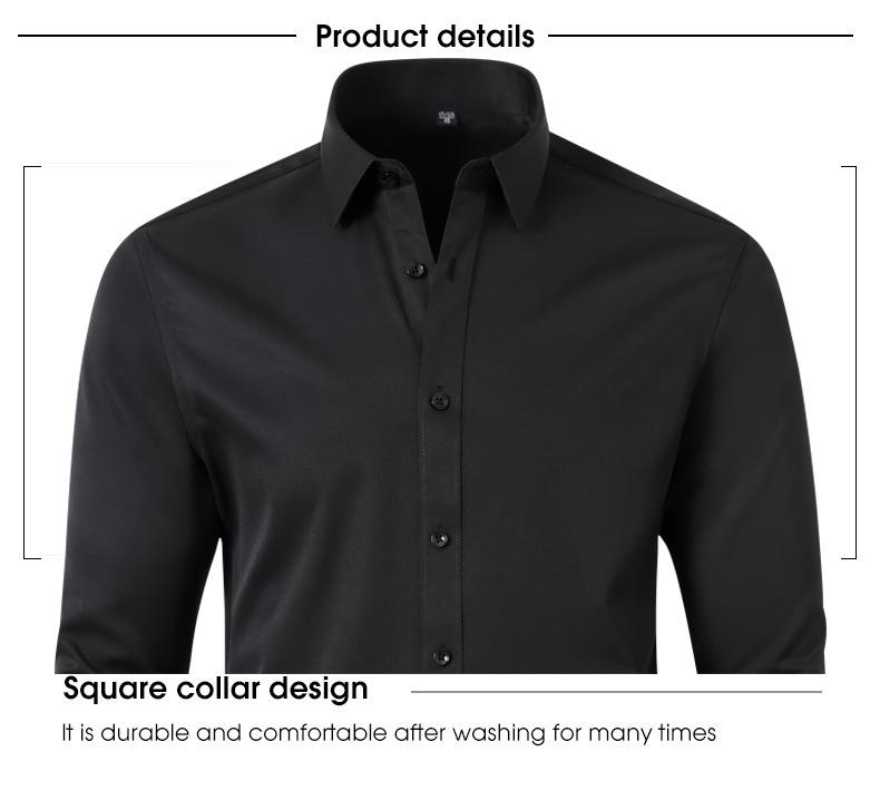 Four-way Stretch Men's Shirt Wrinkle-Free Anti-crease Simple Business Style Lightweight Dress Shirt for Menswear