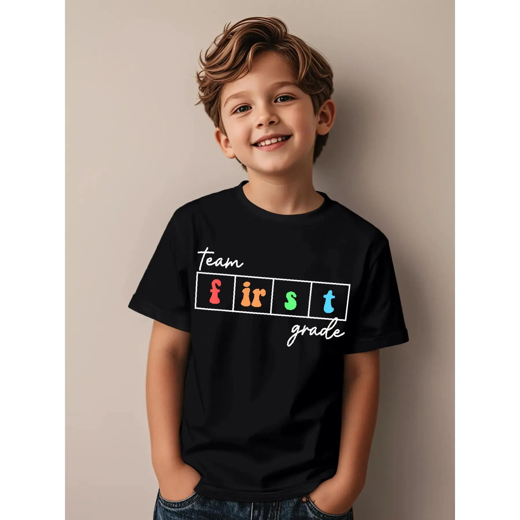 Team First Grade Back to School First Day of 1st Grade Cute Funny Aesthetic Graphic Kid T-Shirt Cute Kid T Shirts Trending Tops Tees for Kid