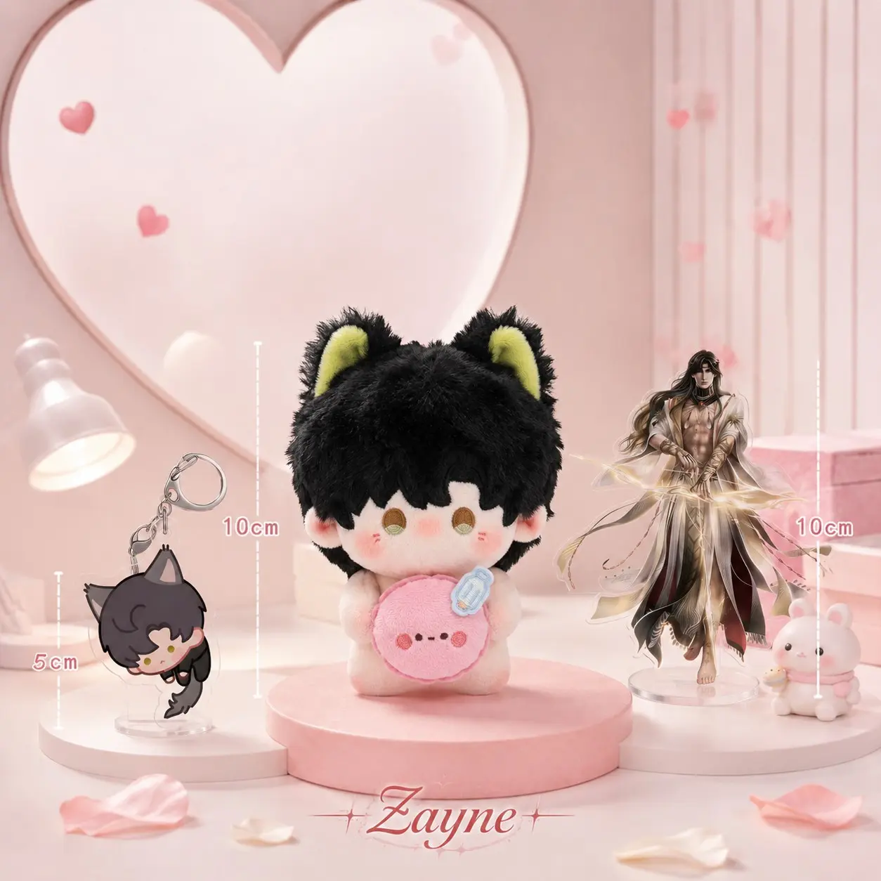 3-Piece Set Anime LOVE AND DEEP SPACE Caleb  Plush Dolls, Collectible Soft Toys, Keychain Bag Car Decor, Desk Room Decoration, Birthday Christmas Soft Cuddly Gift for Anime Fans, Soft Stuffed Collectible