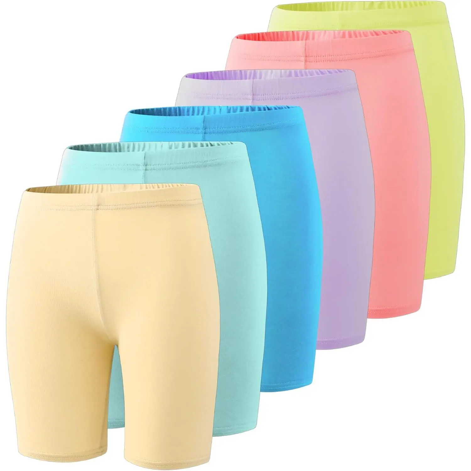 Girls' 6-Pack Compression Spandex Shorts (4-12 Years) | Athletic Wear for Gym/Dance/Yoga, Volleyball, Bike Riding