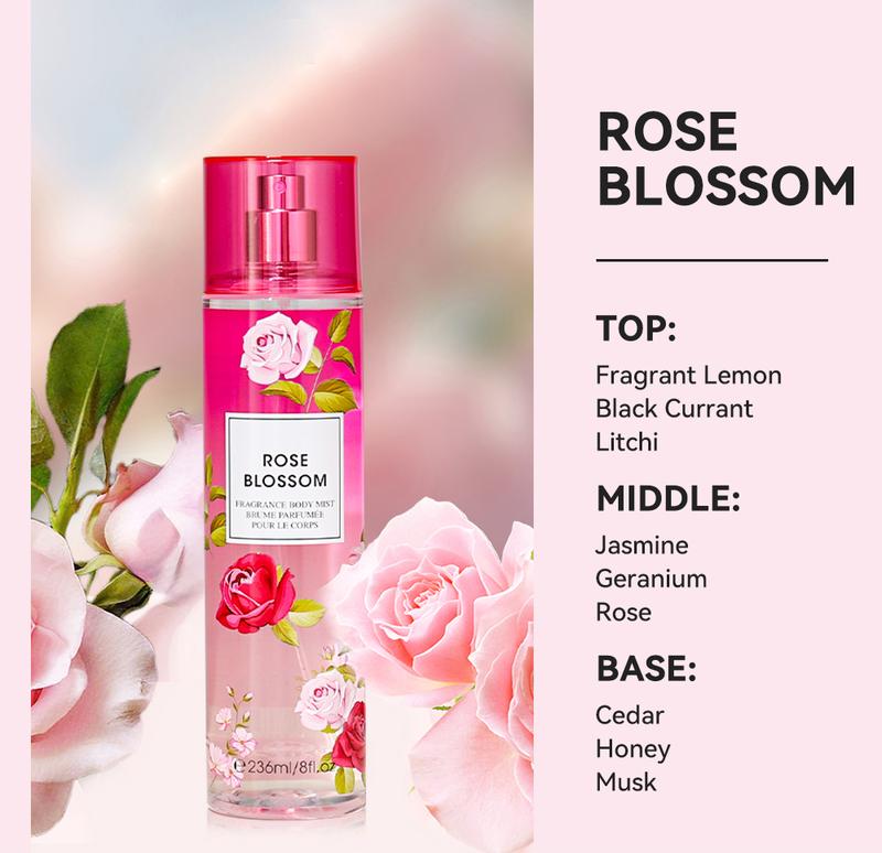 8 Fl Oz Hair & Body Fragrance Mist for Women - Long-Lasting Perfume, Perfect for Dating, Parties and Gift Giving Floral Amber