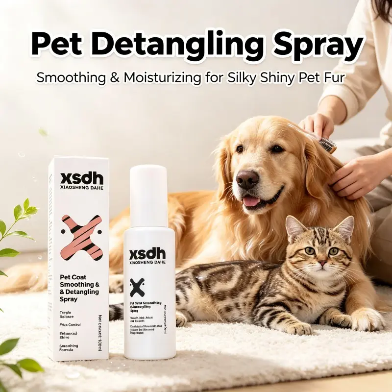 Pet Detangling Spray for Dogs & Cats, Smoothing Moisturizing Pet Coat Spray, Eliminate Tangles, Reduce Rough Fur, Silky Shiny Coat