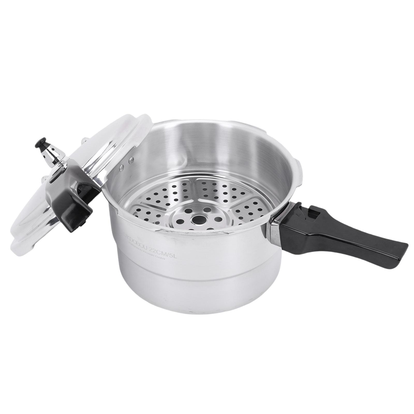 1-Piece Aluminum Alloy Round Pot Pressure Cooker, Multi-Size Cookware with Steaming Plate, Household Stovetop Canner Compatible with Gas & Induction Cookers, Nutrient-Lock Design, Pressure Cookers