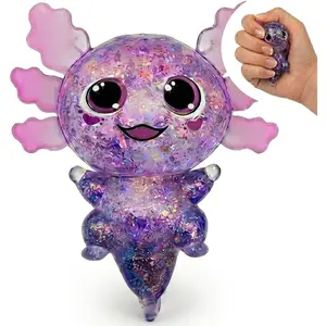 Axolotl Squishy Stress Ball, Soft TPR Slow Rising Squeeze Toy, Cute Axolotl Fidget Toy for Stress Relief, Anxiety Calming Sensory Toy for Adults (Purple)