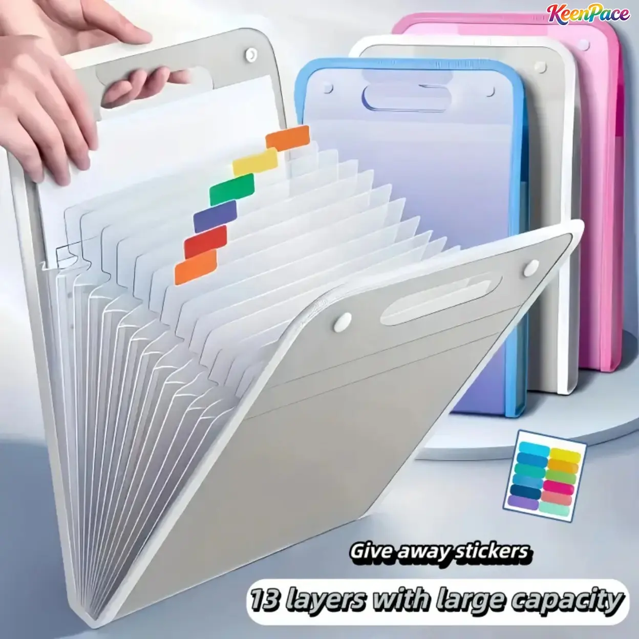 1 Pc Expansible 13-Compartment Accordion File Organizer - Waterproof Document Sorter with 12 Classification Labels, Durable Portable Organizer for Daily Document Sorting (White, Pink, Green, Blue) for Office Use,back to school,back to school haul