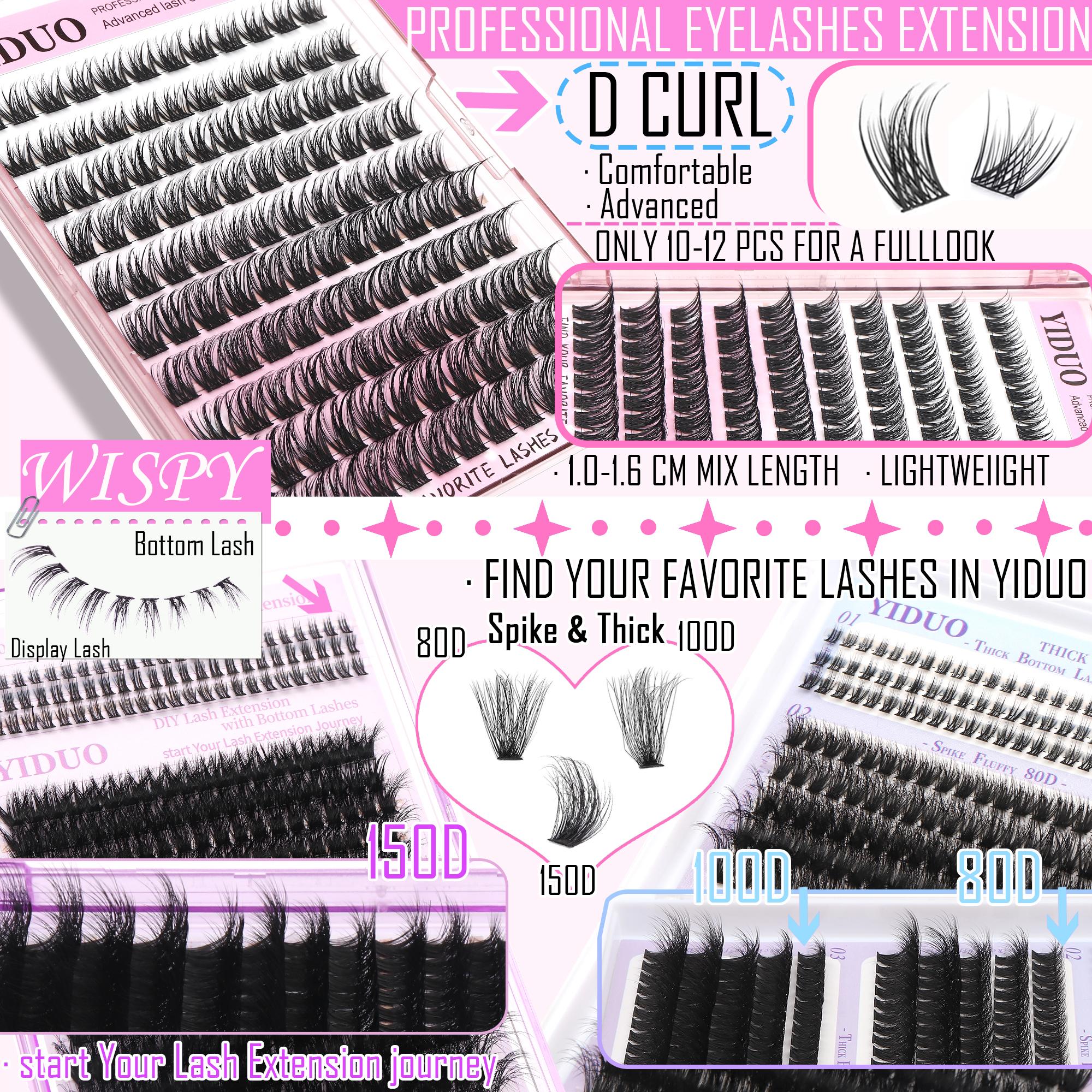 Portable Eyelash Extension Kit with Glue, Eyelash Bond, Sealer, Remover, Tweezers, Eyelash Brush Complete Eye Makeup Tool Set for Perfect Lashes, Eyelash Cluster Kit