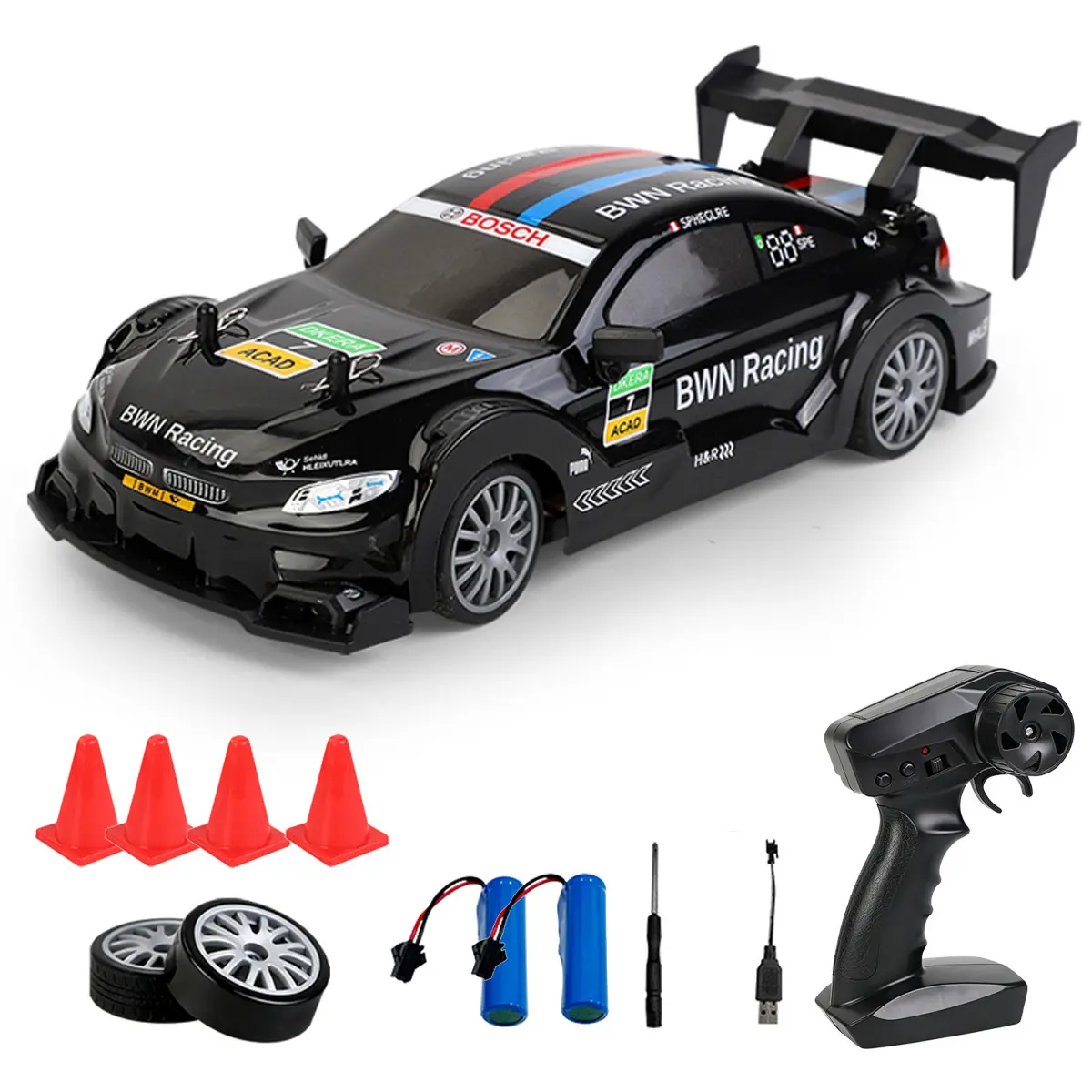 2.4g High-Speed Drift Race Car, 1/24 All-Terrain Remote Control Vehicle, Replaceable Wheels, Extra Battery, over 30 Minutes Runtime, Boy's Birthday Gift