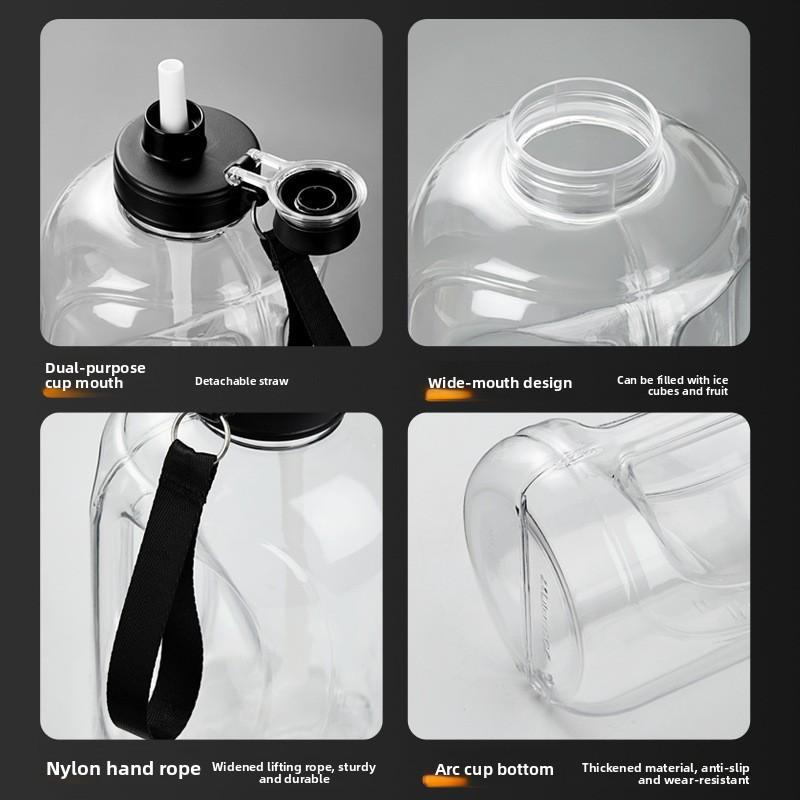 Large capacity plastic cup ton ton bucket double drinking port sports fitness kettle men's outdoor portable water cup bike bottle