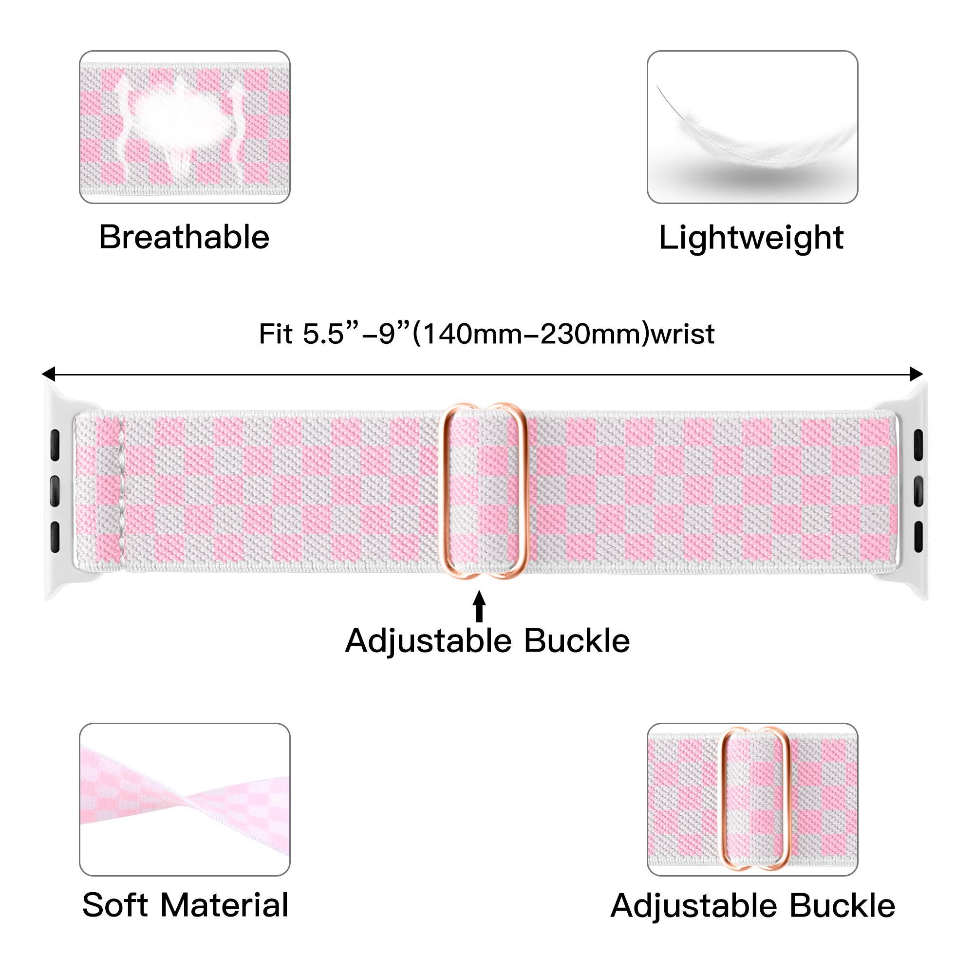 Stretchy Watch Band, 2 Counts/set Braided Nylon Watch Band for Apple Watch SE/iWatch Ultra/Ultra 2 Series 9 8 7 6 5 4 3 2 1 Smart Watch Straps