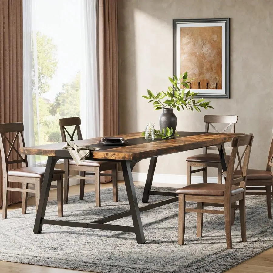 Large Size 70.87-Inch Wooden Dining Table, Indoor Furniture for Home Dining Use