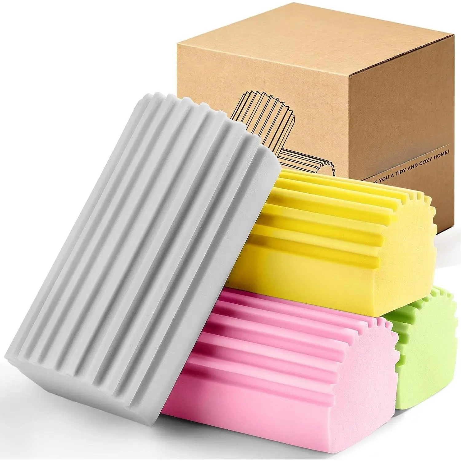 Damp Clean Duster Sponge,2Pcs Grey Dust Sponge for Cleaning
