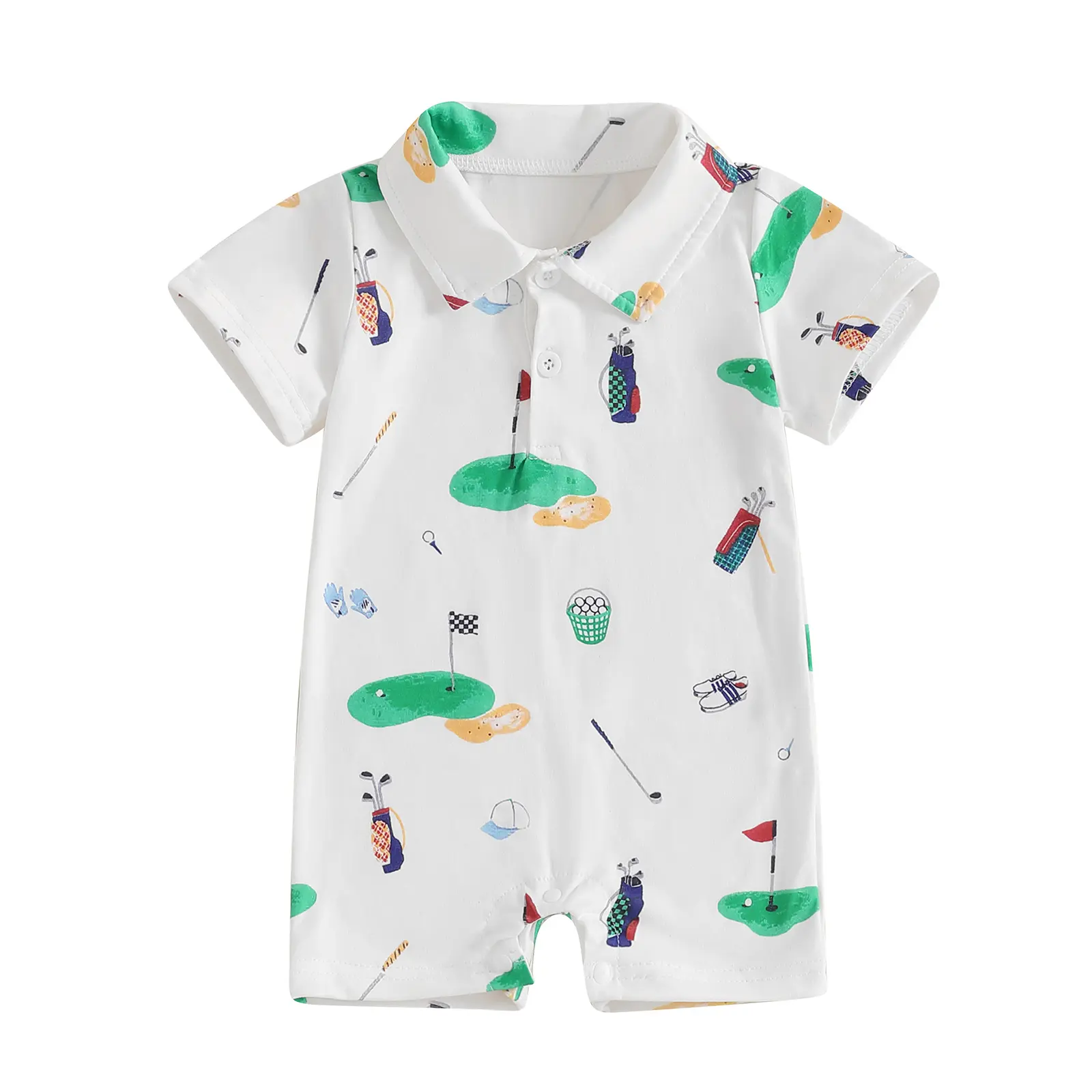 Newborn Baby Boy Golf Outfit Golf Cart Short Sleeve Polo Shirt Romper Infant Cute  Jumpsuit Clothes 0-18Months