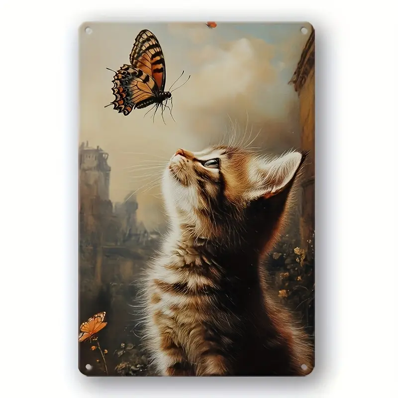 Retro Thanksgiving Single-Side Print Metal Wall Art Plate - 1-Piece, 8in x 12in/20cm x 30cm, High Color Fastness, Non-Hand-Washable, Easy-to-Hang Home Decor for Students (Cast Iron & Tin Construction)