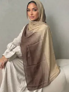 Gradient Cotton Linen Hijab, Breathable Versatile Headscarf, Simple Abaya Scarf, Elegant Silk Scarf Pairing, Tignon Scarf