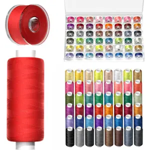 96Pcs Professional Sewing Thread Kit, 48 Colors 400 Yards/Spool, Top Durable 4-Ply Tight-Twist AAA-Grade Polyester Thread with Prewound Bobbins for Hand & Machine Sewing