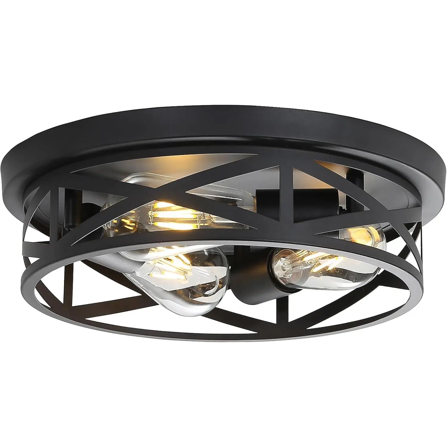 13inch Black recessed ceiling light fixture, 3-light modern corridor light fixture, black ceiling mount fixture, suitable for farmhouse, kitchen, bedroom (1-piece set)