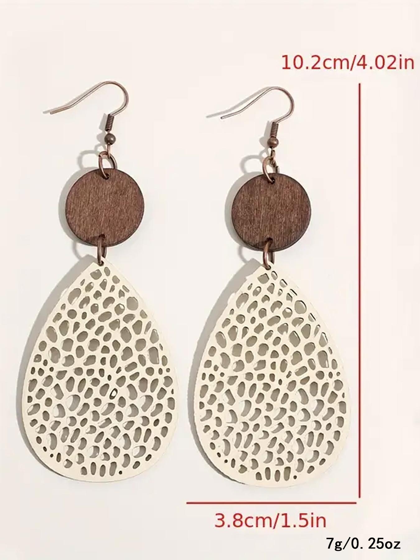 Women's Elegant Hollow out Water Drop Shape Dangle Earrings, 1 Pair Trendy Vintage Retro Dangle Earrings, Chic Gorgeous Jewelry As Gift for Girlfriend