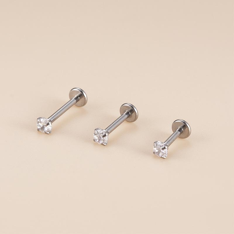 16G G23 Titanium 4-Prong CZ Internally Threaded Labret Set, ASTM F136 Titanium Lip Piercing Jewelry, Hypoallergenic Internally Threaded Nose Studs for Women Men