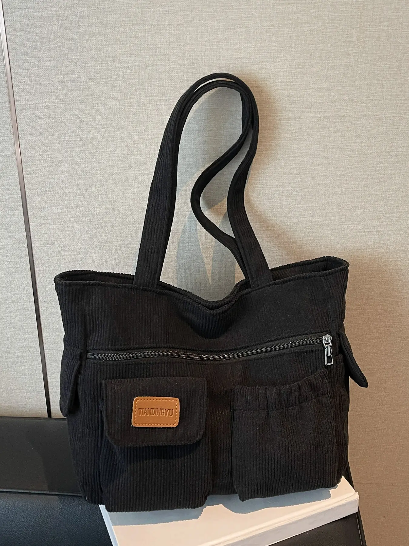 Large Capacity Multi-Pocket Smooth Zipper Design Tote Bag, Handheld Shoulder Bag for Daily Use, Casual Fashion Backpack