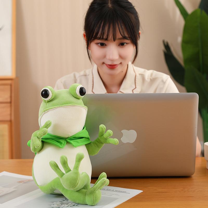 45/60/80CM Kawaii Cloak Frog Plush Toy Soft Stuffed Animal Lovely Hat Big Eyes Anime Doll Hug Pillow Birthday Xmas Gifts