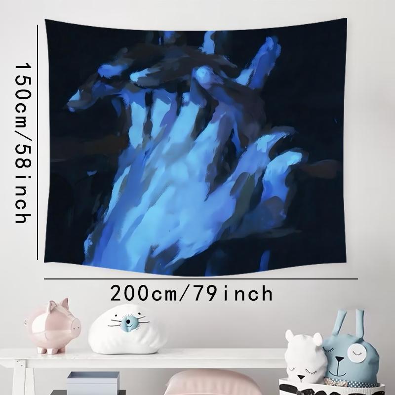Abstract Hand Pattern Tapestry, 1 Count Wall Hanging Decor, Aesthetic Blue Oil Painting Wall Hanging Decor for Bedroom & Living Room Decor