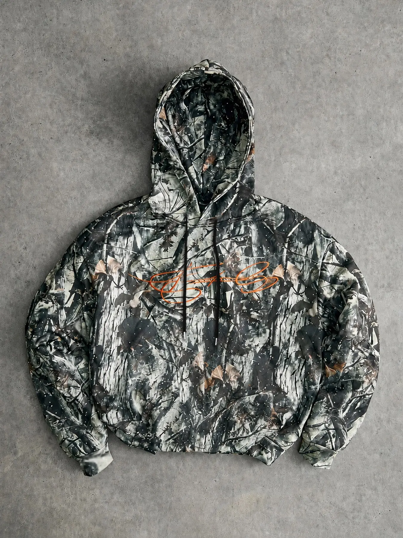 Men's Casual Sporty Hooded Sweatshirt, Forest Camo Hoodie, Camouflage, Streetwear Pullover, Unisex Trendy, No Zipper, Non-Full Placket
