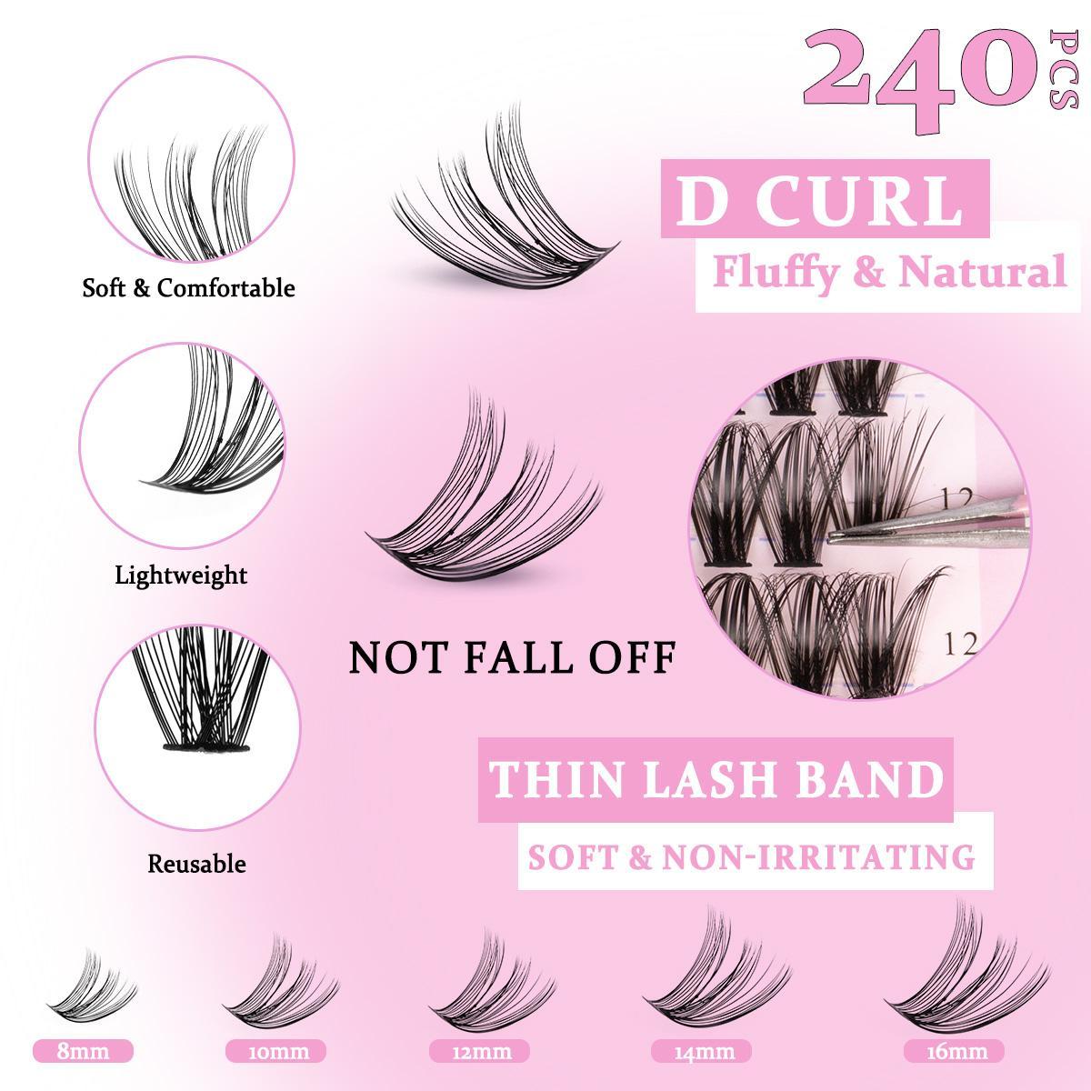 Mixed Length False Eyelashes Kit, 1 Set Natural-Look Eyelash Extensions, DIY Lash Kit, Eye Makeup Accessories for Women & Girls, Cosmetic #GLOBAL PICKS