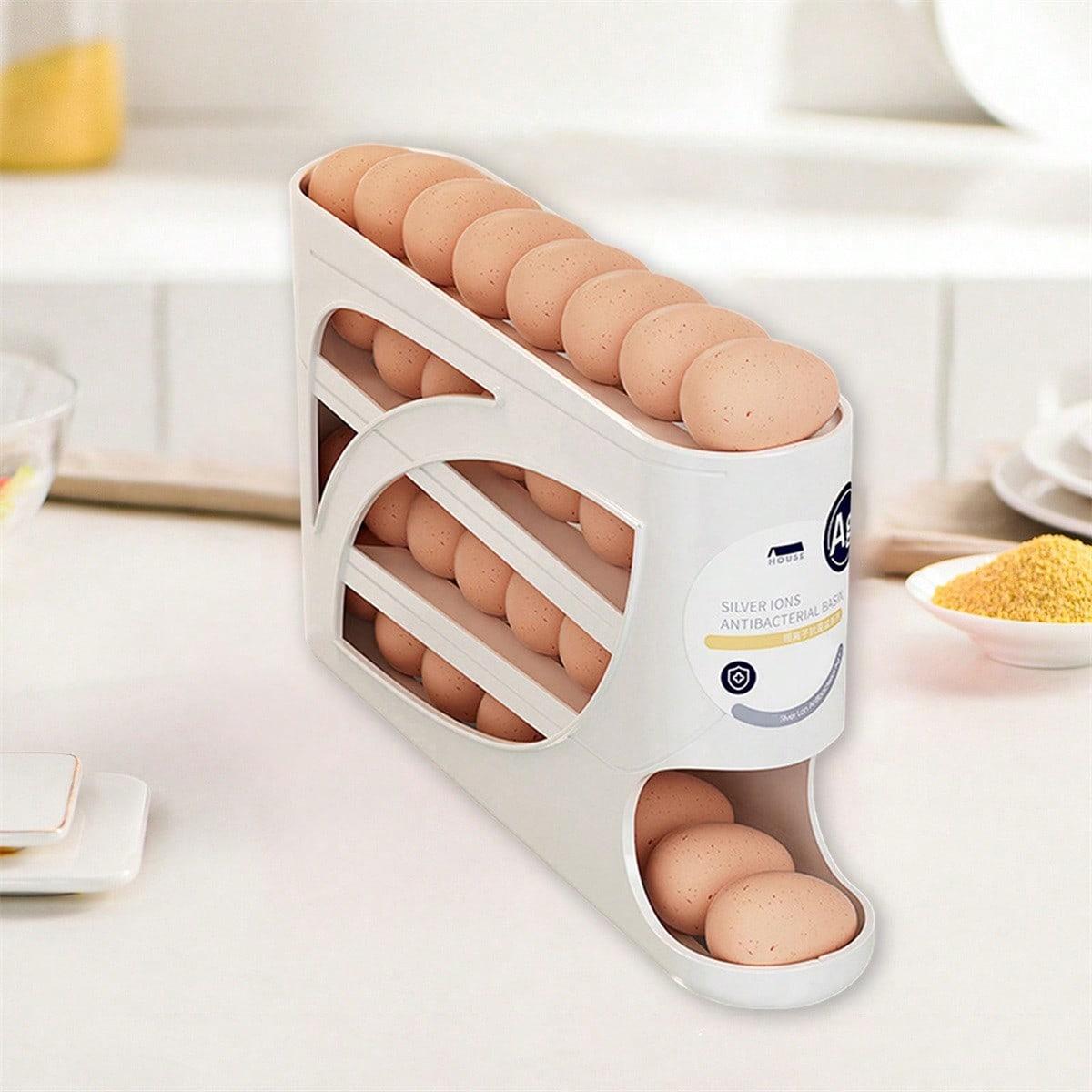 4 Layers Egg Holder For Fridge,Automatically Rolling Egg Storage Container,Space-Saving Egg Dispenser Holder