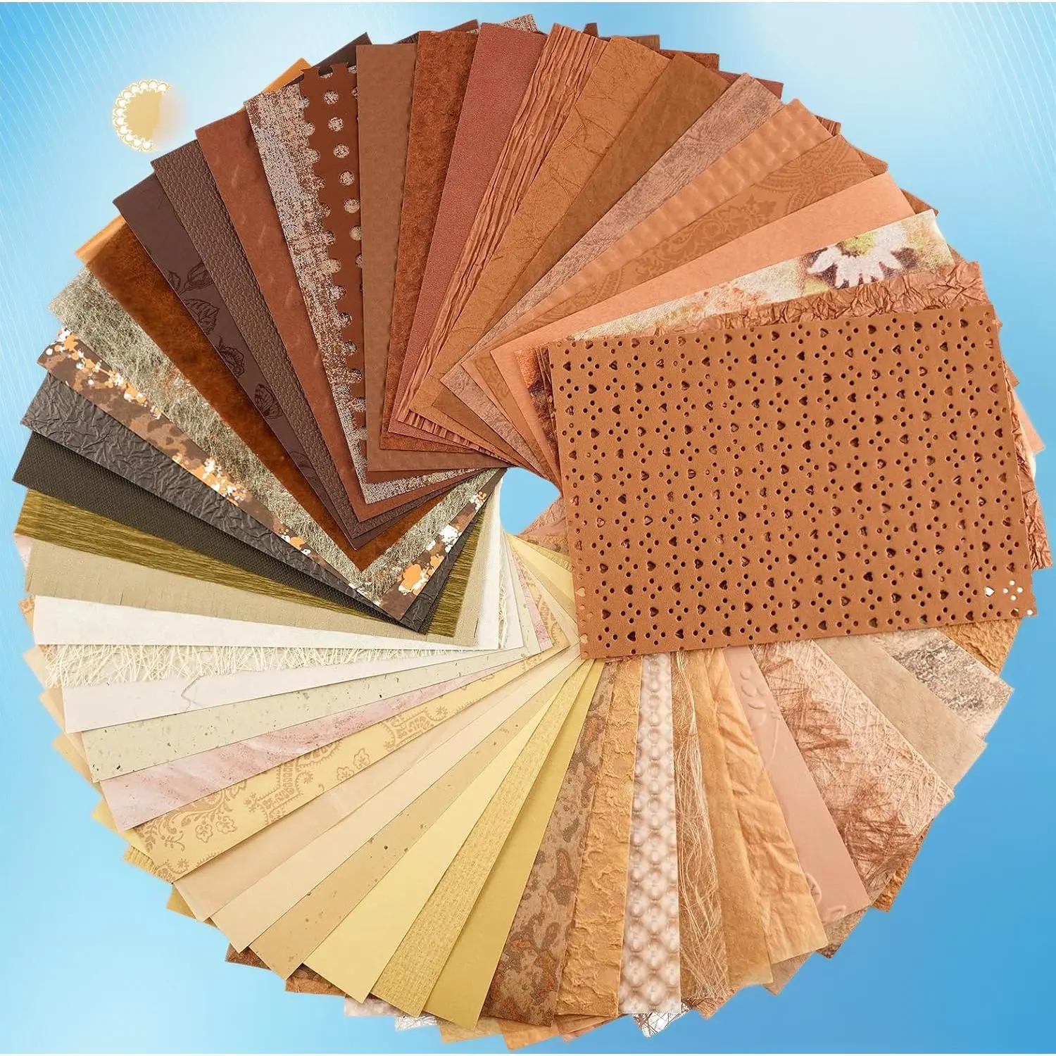 50 Sheets Brown Textured Scrapbook Paper Assorted Set |   A5 Size, Mixed Special Craft Paper, for Scrapbooking, Junk Journaling Supplies, Card Making, Gift Wrapping