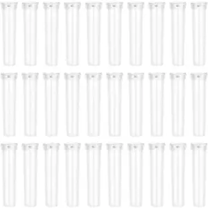 30 Pack 2.8 Inch Clear Plastic Floral Water Tubes with Caps, Vials for Flower Arrangements