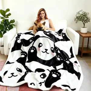 Panda Blanket — Ultra-Soft & Cozy Throw | Black & White Panda Pattern | Plush Panda Style | Flannel Blanket | Perfect for Super Soft Decor, Sofas, and Bedrooms — An Excellent Gift for Kids, Family, and Friends